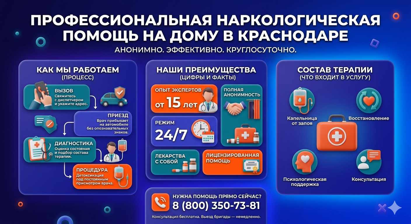 Инфографика о принципах лечения алкоголизма на дому в Электрогорске: этапы вызова нарколога, преимущества анонимной детоксикации и состав медицинской помощи.